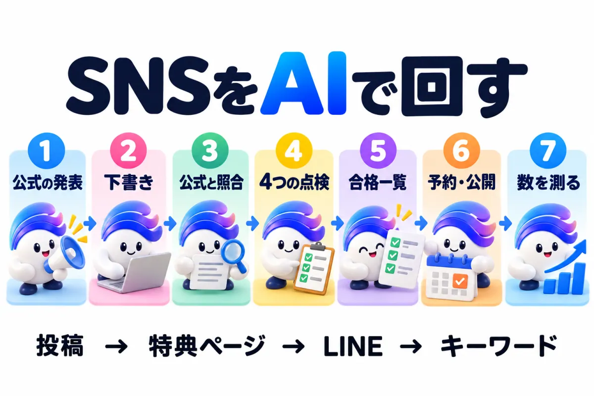 公式の発表から予約・公開、測定、投稿から特典への流れ