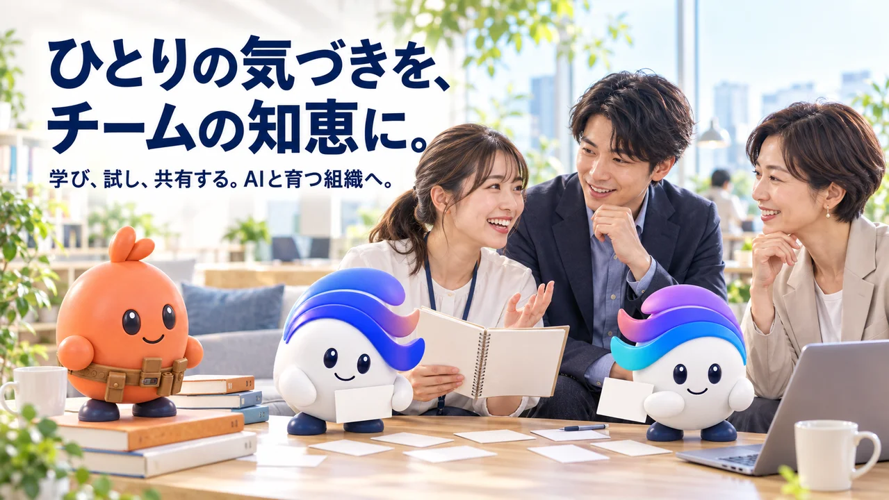 ひとりの気づきをチームの知恵にする文字入りバナー