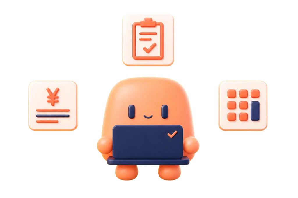 実務の設計を案内するWEBMARKS独自制作のキャラクター