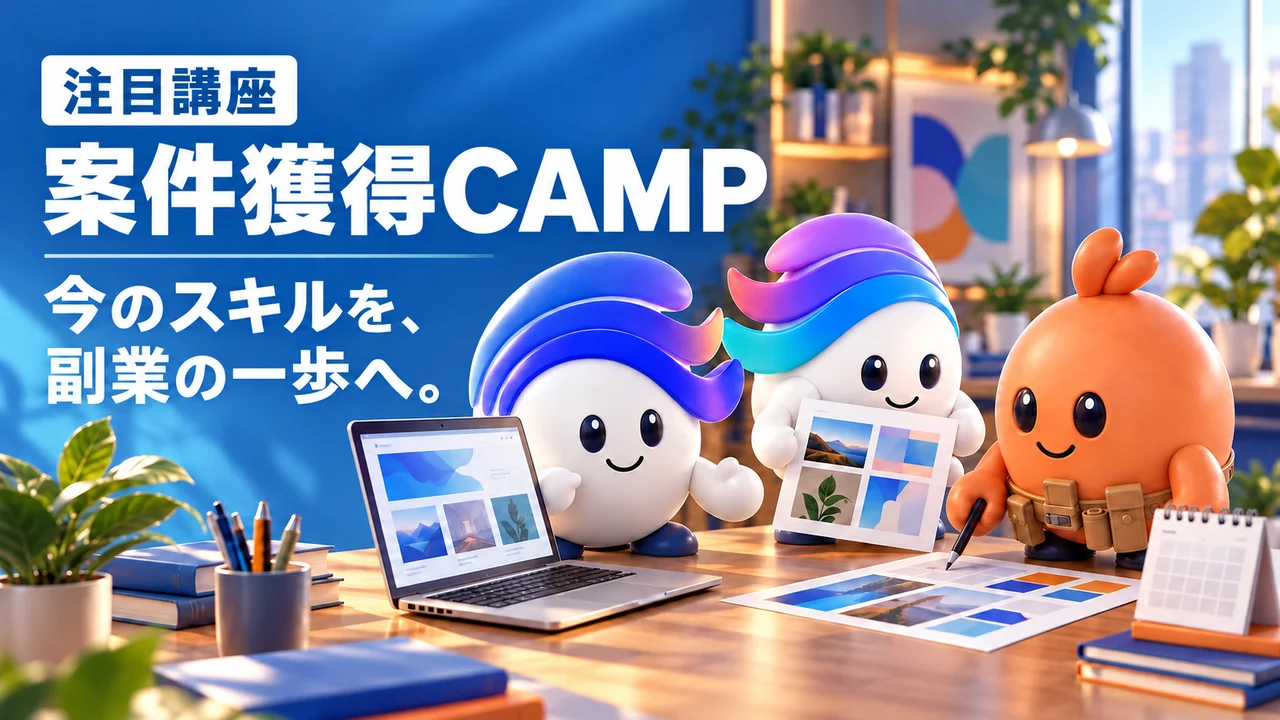 注目講座、案件獲得CAMP。今のスキルを、副業の一歩へ。