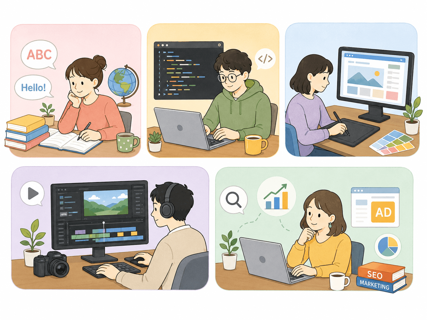 勉強の成果は直線ではなくカーブを描いて伸びることを示すグラフ