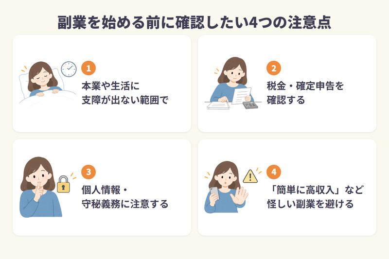 看護師が副業を始める前に確認したい4つの注意点